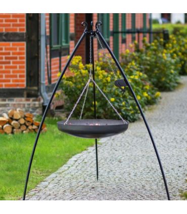 Wok suspendu sur trépied, acier naturel, manivelle inclue, CookKing, 111026