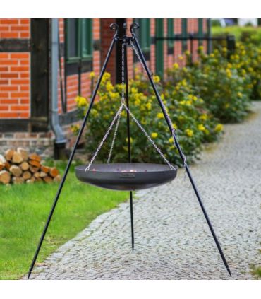 Wok suspendu sur trépied, acier, 180cm de hauteur, 60cm de diamètre, CookKing, 111010