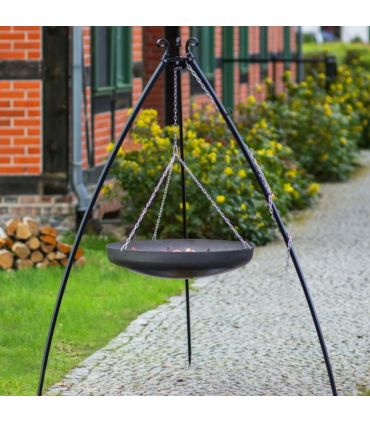 Trépied avec wok suspendu, acier, 200cm de hauteur, 60cm de diamètre, CookKing, 111013