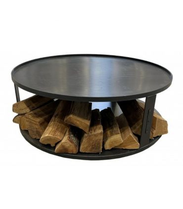 "Plateforme pour braséro avec support de bûches, acier naturel 82cm de diamètre, CookKing, 111042