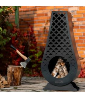 Cheminée d'extérieure AVANGARDO, acier naturel, hauteur de 108cm, CookKing, 111487 Cheminée d'extérieure AVANGARDO, acier naturel, hauteur de 108cm, CookKing, 111487