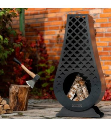 Cheminée d'extérieure AVANGARDO, acier naturel, hauteur de 108cm, CookKing, 111487