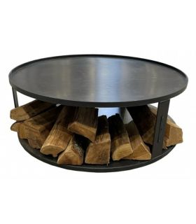 Plateforme pour braséro avec support de bûches, acier naturel 62cm de diamètre, CookKing, 111040 Plateforme pour braséro avec support de bûches, acier naturel 62cm de diamètre, CookKing, 111040