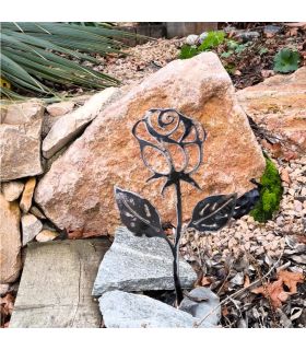 Rose en acier décoration d'exterieur, 35cm de hauteur, ROULAND