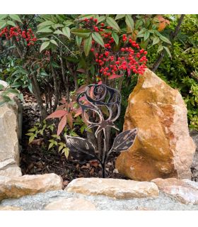 Rose en acier décoration d'exterieur, 35cm de hauteur, ROULAND