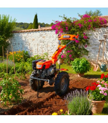Motoculteur thermique à traction 212cm3, largeur de travail jusqu'à 105cm, 2 vitesses AV/1 AR, guidon ajustable - DAEWOO
