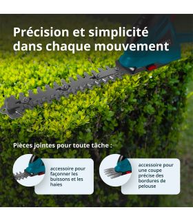 Taille-haie et cisaille à gazon 2 en 1 sans fil avec manche télescopique KS SHT-20V + Extension Pole