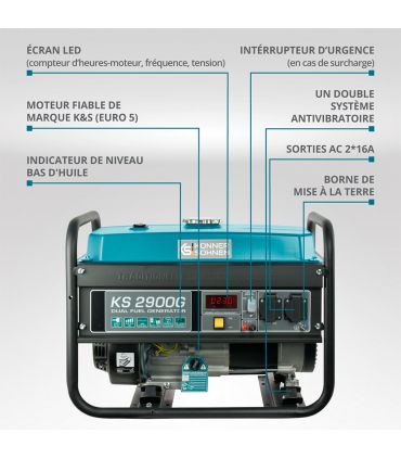 Groupe électrogène à essence/gaz "Könner & Söhnen" KS 2900G