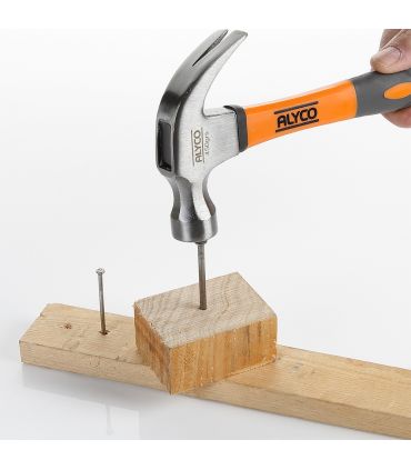 MARTEAU ARRACHE-CLOU COURBÉ AMÉRICAIN 560 G. MANCHE EN FIBRE DE VERRE ALYCO ORANGE