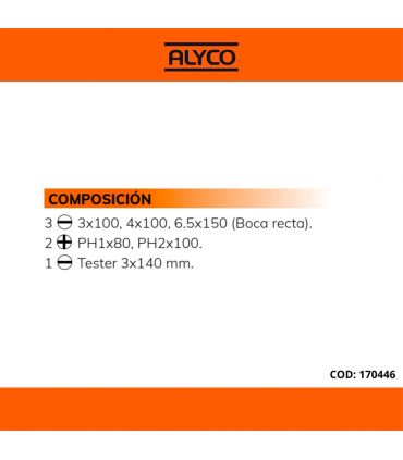 SET DE 6 TOURNEVIS ISOLÉS VDE DANS BOÎTE EN CARTON ALYCO ORANGE