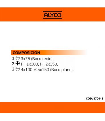 SET DE 5 TOURNEVIS DANS BOÎTE EN CARTON ALYCO ORANGE