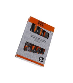 SET DE 8 TOURNEVIS DANS BOÎTE EN CARTON ALYCO ORANGE