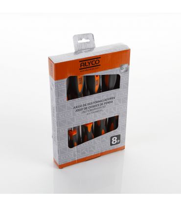 SET DE 8 TOURNEVIS DANS BOÎTE EN CARTON ALYCO ORANGE