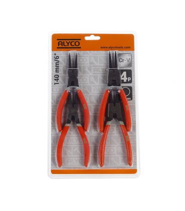 SET 4 PINCES SEEGER 140 MM BLISTER ALYCO ORANGE