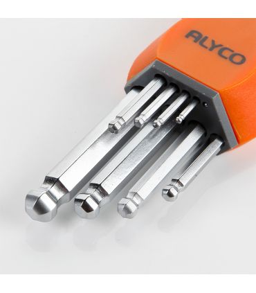 SET DE 9 CLÉS ALLEN À BOULE AVEC SUPPORT PLASTIQUE ALYCO ORANGE