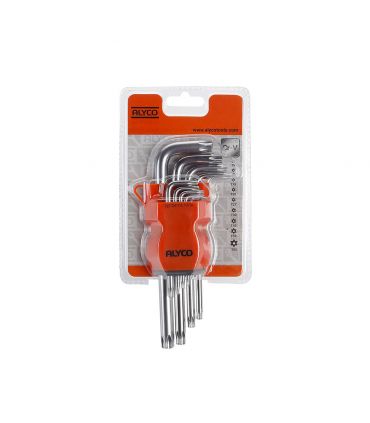 SET DE 9 CLÉS TORX INVIOLABLES AVEC SUPPORT PLASTIQUE ALYCO ORANGE