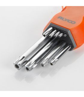 SET DE 9 CLÉS TORX INVIOLABLES AVEC SUPPORT PLASTIQUE ALYCO ORANGE