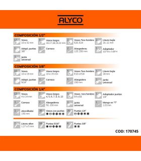 SET DE CLÉS À DOUILLE 1/2 "+ 3/8" + 1/4 " 171 PIÈCES ALYCO ORANGE