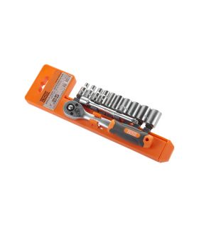 SET DE DOUILLES ET CLIQUET 12 PCS 1/4" ALYCO ORANGE