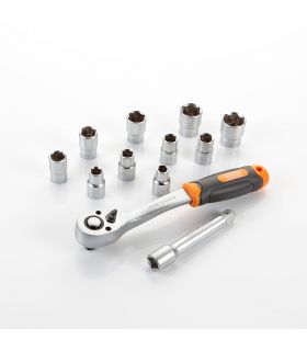 SET DE DOUILLES ET CLIQUET 12 PCS 1/2" ALYCO ORANGE