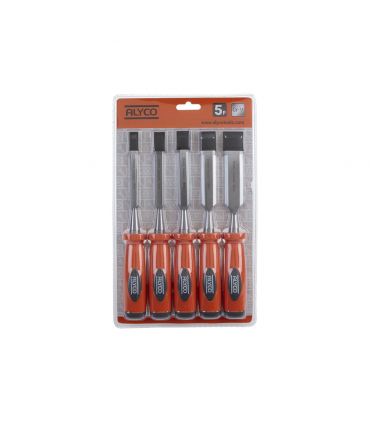 SET DE 5 BURINS MANCHE COMPOSITE SOUS BLISTER ALYCO ORANGE