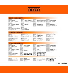 SET DE CLÉS ET ACCESSOIRES 219 PCS DE 1/2\" - 1/4\" - 3/8\" ALYCO ORANGE