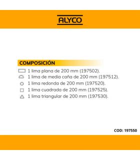 LOT DE 5 LIME DE 200 MM DANS H/NYLON