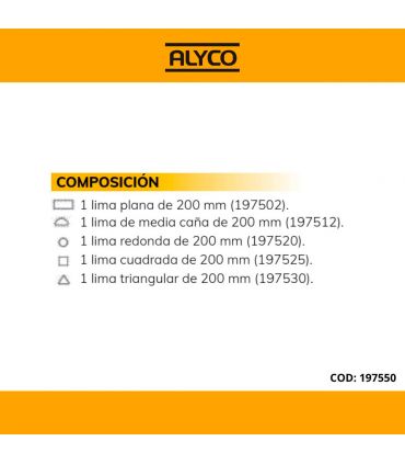 LOT DE 5 LIME DE 200 MM DANS H/NYLON