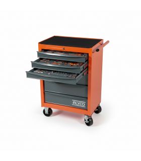 GRAND CHARIOT ALYCO ORANGE 6 TIROIRS AVEC 162 OUTILS