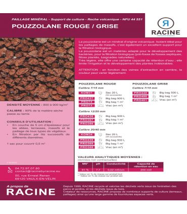 Paillage minéral pouzzolane grise 7/15 Big bag 500 litres pour 10m2