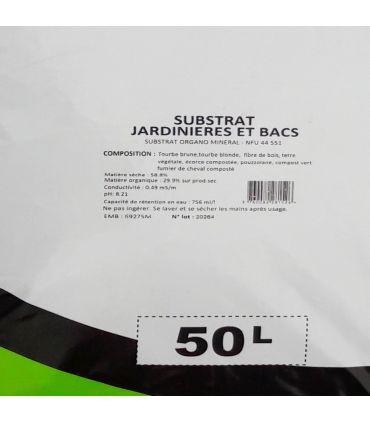 Substrat jardinières et bacs, 10 sacs de 50 litres - PRO11-10x50