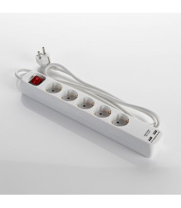 Multiprise avec interrupteur 5 fiches et 2 ports usb, câble 3x1,5 1,4 mètre alyco ALYCO 199435