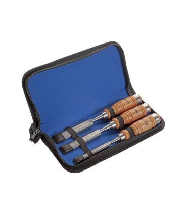 Set de 3 burins manche bois dans une housse en nylon alyco ALYCO 125060