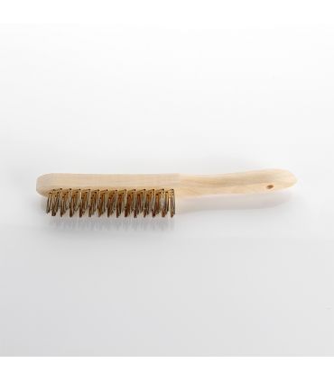 Brosse en acier plaqué laiton m/bois ALYCO 197560