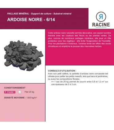 Paillage minéral ardoise noire 6/14mm, 30 filets de 20 kg - F-PAI081-30x20