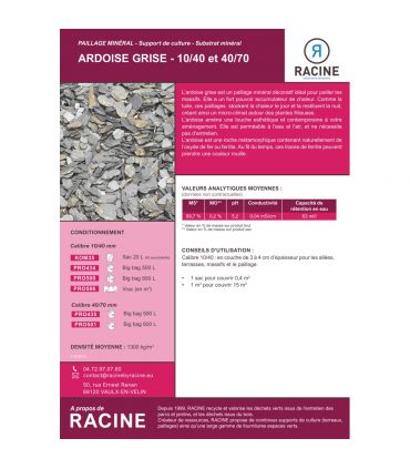 Paillage naturel ardoise grise 10-40 sac de 20l - KOM35