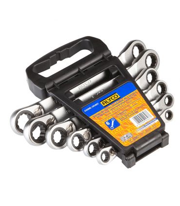 Jeu de 6 clés angulaires à cliquet sur support plastique ALYCO 191627