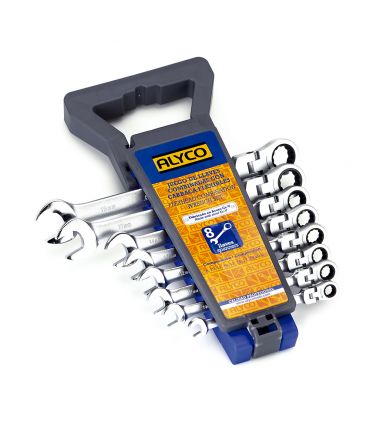 Set de 8 clés mixtes à cliquet tête flex. ALYCO 191951