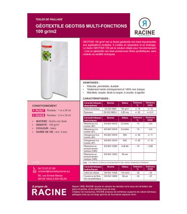 Feutre géotextile anti-herbes du jardin 1x25ml RACINE F-PAI027