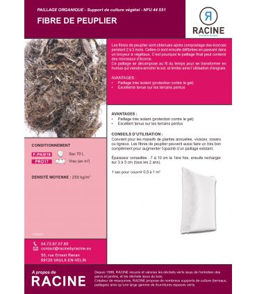 Paillage fibres de peuplier bio paillage naturel 50L RACINE PRO81