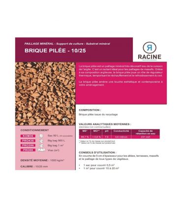 Brique concassée pour drainage décoratif 10x20L RACINE KOM36-10x20