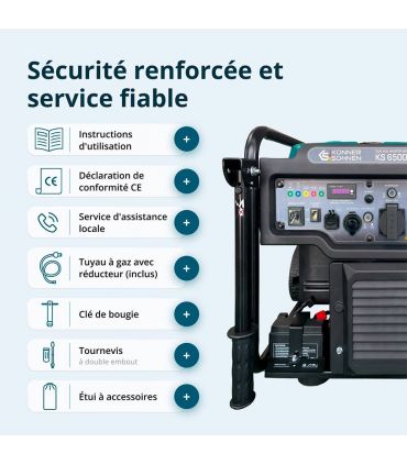 Générateur inverter bi carburation essence/gaz 6500W moteur de 306cc KÖNNER & SÖHNEN KS 6500iEG