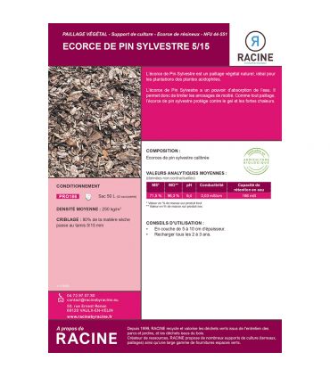 Paillage d’écorce de pin bio isolation du sol 42x50L RACINE PRO186-42x50