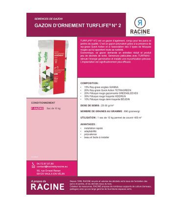 Semences de gazon forte chaleur 10kg RACINE F-GAZ002