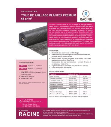 Toile polypropylène de stabilisation du sol 2x50ml RACINE F-PAI035