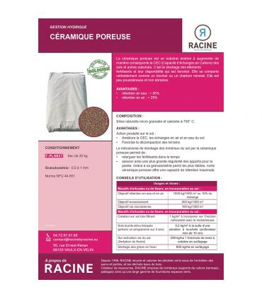 Silice micro-granulée pour drainage naturel 20kg RACINE F-PLN027