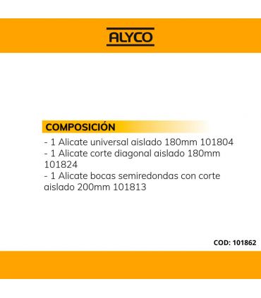 Set 3 pinces isolées haute puis. c/plast ALYCO 101862