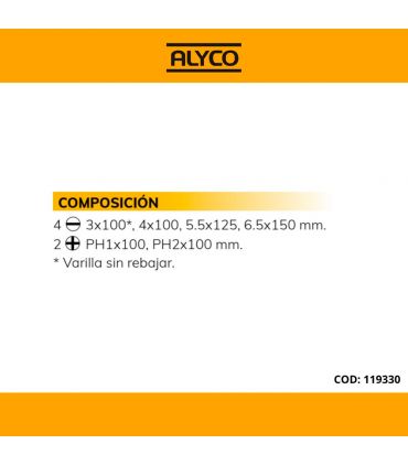 Set de 6 tournevis isolés boîte en carton ALYCO 119330