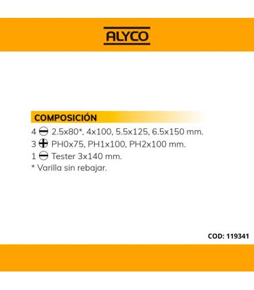 Set 8 tournevis isolés avec carton ALYCO 119341