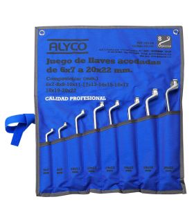Set 8 clés angulaires 2 mâchoires en pouces ALYCO 190090